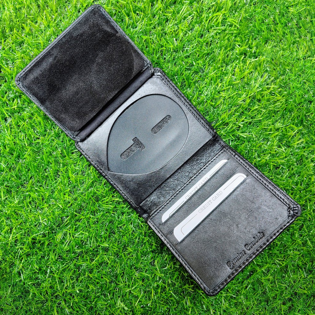 Leather BiFold Badge Wallet For Police  Law Enforcement Id Badge Holder
